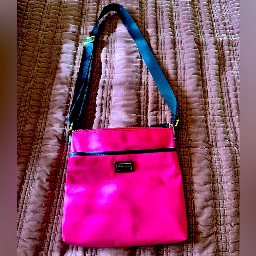 Tommy Hilfiger hot pink & navy crossbody purse
